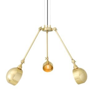 Neiva Vintage Adjustable Three-Arm Chandelier Large Single - 3 Arm Pendants Great Lighting UK Ltd