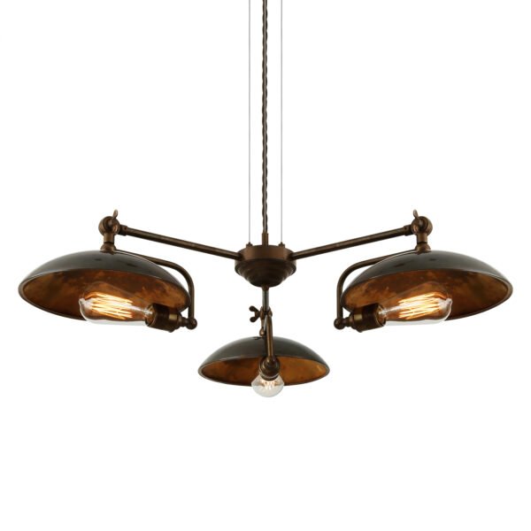 Chulainn B Industrial Dish Three-Arm Chandelier Large Single - 3 Arm Pendants Great Lighting UK Ltd
