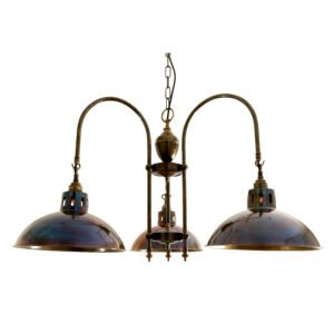 Goiania Three-Arm Industrial Brass Chandelier Kitchen Ceilings Lights Great Lighting UK Ltd