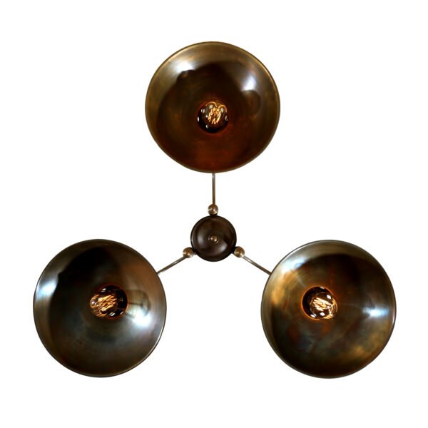 Goiania Three-Arm Industrial Brass Chandelier Kitchen Ceilings Lights Great Lighting UK Ltd