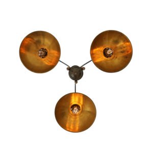 Goiania Three-Arm Industrial Brass Chandelier Kitchen Ceilings Lights Great Lighting UK Ltd