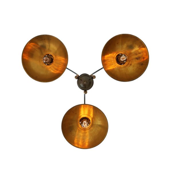 Goiania Three-Arm Industrial Brass Chandelier Kitchen Ceilings Lights Great Lighting UK Ltd