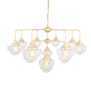 Siena Art Deco Three-Tier Brass 13-Light Chandelier Large Multi-Light Chandeliers Great Lighting UK Ltd
