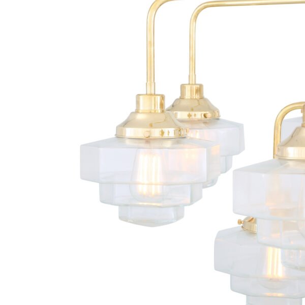 Siena Art Deco Three-Tier Brass 13-Light Chandelier Large Multi-Light Chandeliers Great Lighting UK Ltd