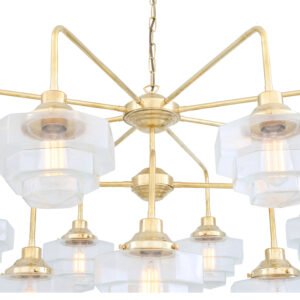Siena Art Deco Three-Tier Brass 13-Light Chandelier Large Multi-Light Chandeliers Great Lighting UK Ltd
