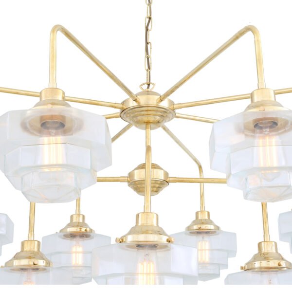 Siena Art Deco Three-Tier Brass 13-Light Chandelier Large Multi-Light Chandeliers Great Lighting UK Ltd