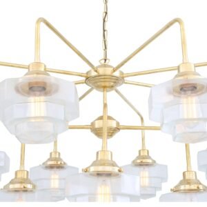 Siena Art Deco Three-Tier Brass 13-Light Chandelier Large Multi-Light Chandeliers Great Lighting UK Ltd