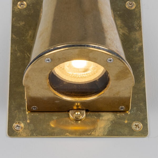 Wade Outdoor IP54 Brass Spotlight with Back Plate Brass Outdoor Lights Great Lighting UK Ltd