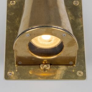 Wade Outdoor IP54 Brass Spotlight with Back Plate Brass Outdoor Lights Great Lighting UK Ltd