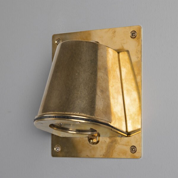 Wade Outdoor IP54 Brass Spotlight with Back Plate Brass Outdoor Lights Great Lighting UK Ltd