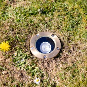 Antwerp Brass Adjustable IP65 Ground Spotlight Brass Outdoor Lights Great Lighting UK Ltd
