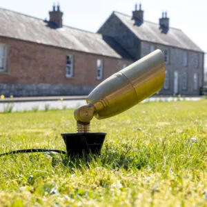 Bokaro Outdoor IP65 Ground Spike Light Brass Outdoor Lights Great Lighting UK Ltd