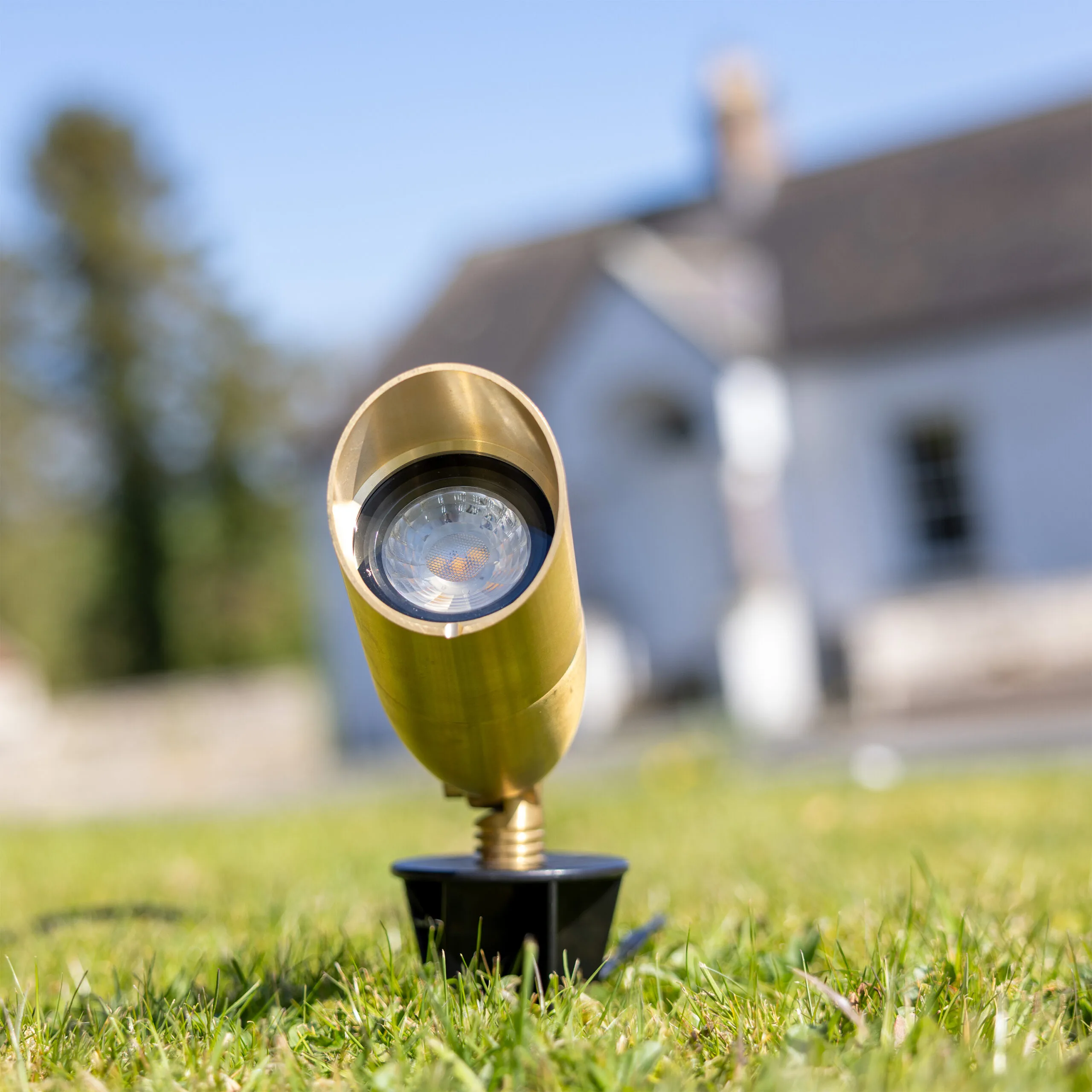 Bokaro Outdoor IP65 Ground Spike Light Brass Outdoor Lights Great Lighting UK Ltd