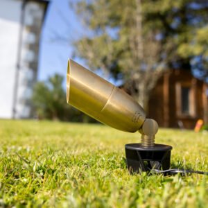 Bokaro Outdoor IP65 Ground Spike Light Brass Outdoor Lights Great Lighting UK Ltd