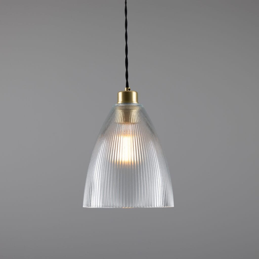Corvera Small Prismatic Pendant Light 20cm Dia. Holophane Pendants Great Lighting UK Ltd