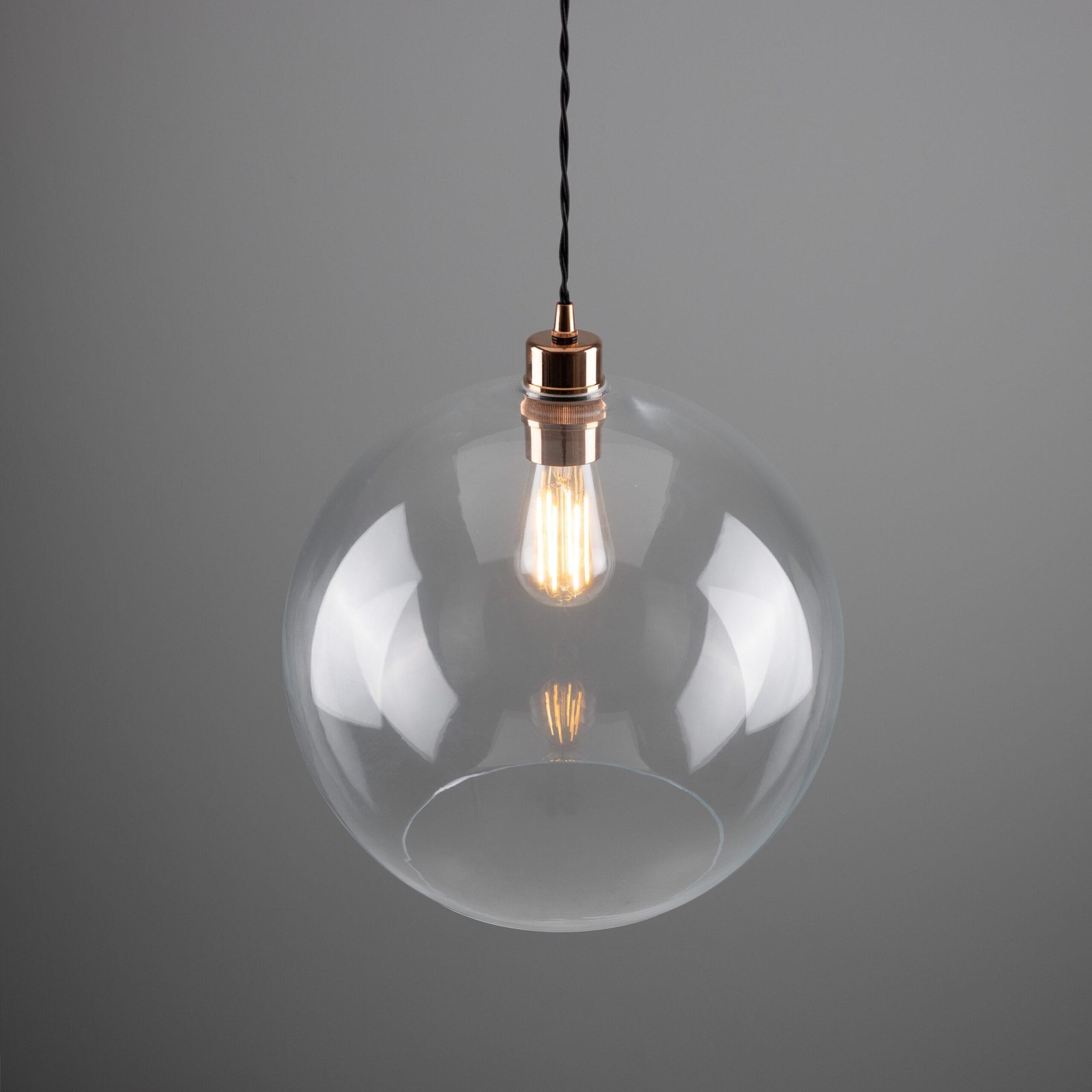 Eden 350mm Clear Sphere Pendant Bedroom Pendant Lights Great Lighting UK Ltd