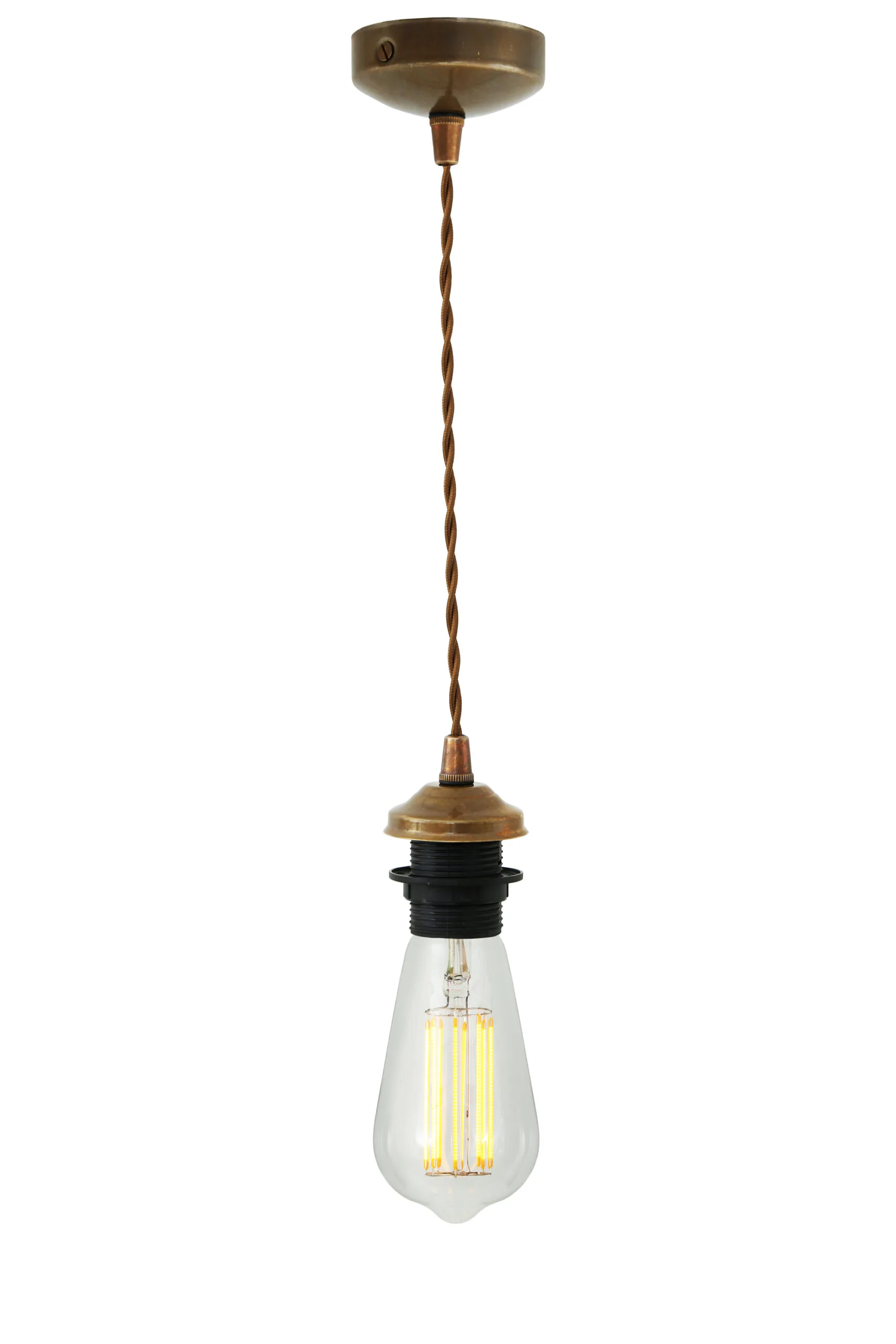 Doha Vintage Pendant Light with Twisted Braided Cable Minimalist Ceiling Lights Great Lighting UK Ltd