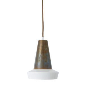 Malabo White And Antique Brass Pendant Industrial Pendant Lights Great Lighting UK Ltd
