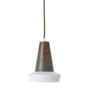 Malabo White And Antique Brass Pendant Industrial Pendant Lights Great Lighting UK Ltd