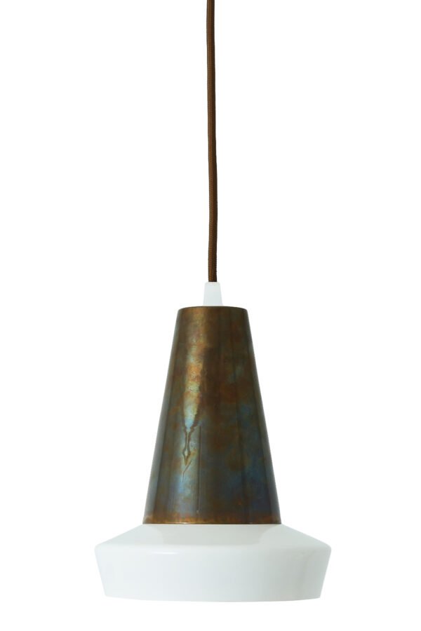 Malabo White And Antique Brass Pendant Industrial Pendant Lights Great Lighting UK Ltd