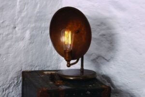 Chulainn Industrial Brass Dish Table Lamp Table Lamps Great Lighting UK Ltd