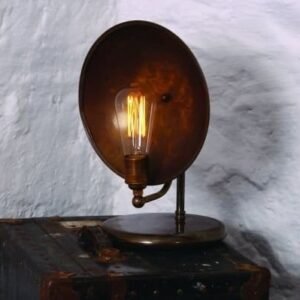 Chulainn Industrial Brass Dish Table Lamp Bedside Table Lamps Great Lighting UK Ltd