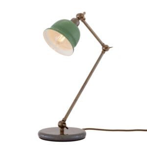 Nico Vintage Brass Table Lamp with Coloured Shade Brass Table Lamps Great Lighting UK Ltd