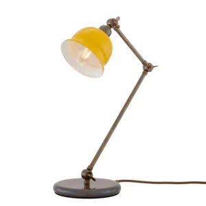 Nico Vintage Brass Table Lamp with Coloured Shade Brass Table Lamps Great Lighting UK Ltd
