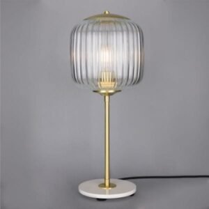 Astoria Reeded Glass and Brass Table Lamp Bedside Table Lamps Great Lighting UK Ltd