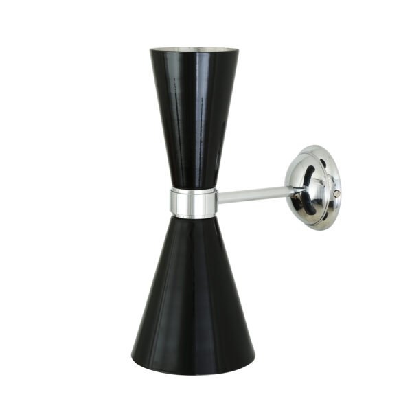 Cairo Mid Century Chrome Wall Light | Black or White Cones Brass Wall Lights Great Lighting UK Ltd