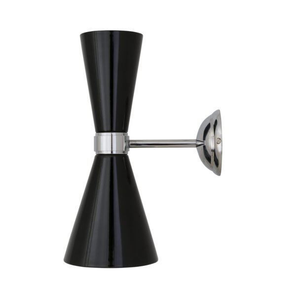 Cairo Mid Century Chrome Wall Light | Black or White Cones Brass Wall Lights Great Lighting UK Ltd