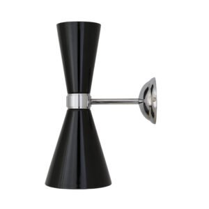 Cairo Mid Century Chrome Wall Light | Black or White Cones Bedroom Wall Lights Great Lighting UK Ltd