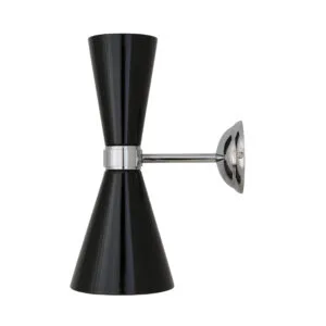 Cairo Mid Century Chrome Wall Light | Black or White Cones Hallway Wall Lights Great Lighting UK Ltd