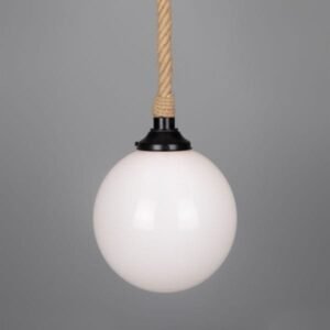 Azores IP44 Jute Rope Pendant Light with 30cm Opal Glass Globe Glass Globe IP44 Lights Great Lighting UK Ltd