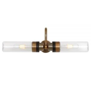 Nevis Double Rippled Glass Bathroom Wall Light with Swan Neck IP65 Glass Bathroom Wall Sconces Great Lighting UK Ltd