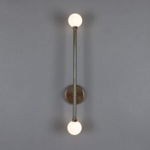 Gunning Double Globe Slim Bathroom Wall Light 71cm IP44 Glass Bathroom Wall Sconces Great Lighting UK Ltd