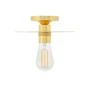 Kigoma Small Semi-Flush Brass Ceiling Light Flush Brass Lights Great Lighting UK Ltd