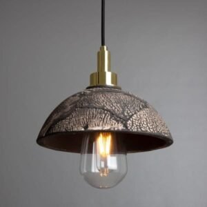 Kingii 20cm Ceramic Dome Pendant in Black Clay IP44 Ceramic Bathroom Pendant Lights Great Lighting UK Ltd