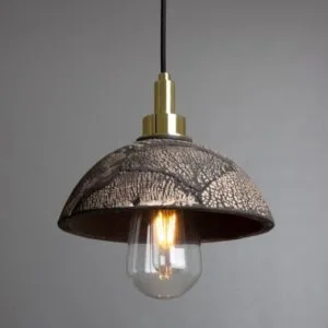 Kingii 20cm Ceramic Dome Pendant in Black Clay IP44 Ceramic Bathroom Pendant Lights Great Lighting UK Ltd