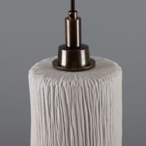 Senna 12cm Organic Ceramic Cylinder IP44 Bathroom Pendant Light Matte White Striped IP44 Bathroom Lighting Great Lighting UK Ltd