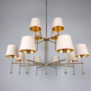 California Modern Brass Two-Tier Chandelier, 12-Arm Large Multi-Light Chandeliers Great Lighting UK Ltd