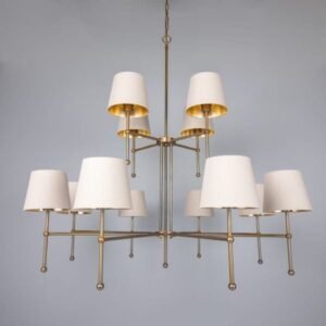 California Modern Brass Two-Tier Chandelier, 12-Arm Large Multi-Light Chandeliers Great Lighting UK Ltd