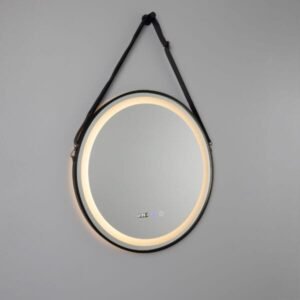Sines Black Circular LED Bathroom Mirror 60cm Vanity Lights & LED Mirrors Great Lighting UK Ltd