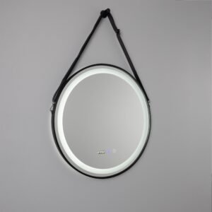 Sines Black Circular LED Bathroom Mirror 60cm Vanity Lights & LED Mirrors Great Lighting UK Ltd