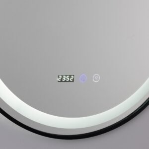Sines Black Circular LED Bathroom Mirror 60cm Vanity Lights & LED Mirrors Great Lighting UK Ltd