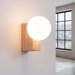 BULBO Wall and Ceiling Light - Natural Wood / 1 Light Bedroom Ceiling Lights Great Lighting UK Ltd