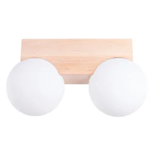 BULBO Wall and Ceiling Light - Natural Wood / 2 Lights Bedroom Wall Lights Great Lighting UK Ltd