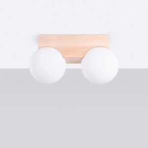 BULBO Wall and Ceiling Light - Natural Wood / 2 Lights Bedroom Wall Lights Great Lighting UK Ltd