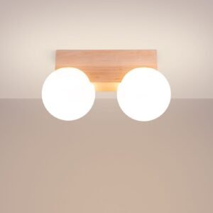 BULBO Wall and Ceiling Light - Natural Wood / 2 Lights Bedroom Wall Lights Great Lighting UK Ltd