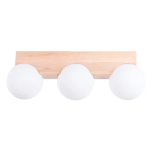 BULBO Wall and Ceiling Light - Natural Wood / 3 Lights Globe and Glass Wall Lights Great Lighting UK Ltd